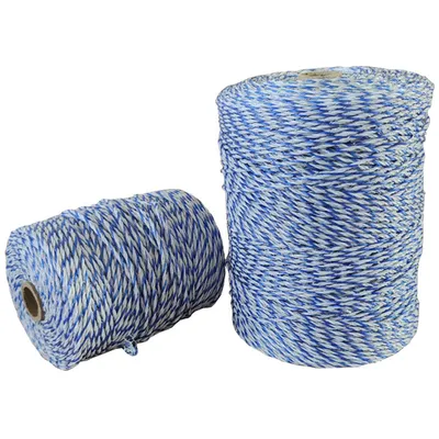 Bobinas de hilo conductor blanco y azul trenzado para cerca eléctrica